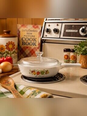 Vintage Corning Ware Spice of Life Centura Menuette Pan/Skillet with lid Corning